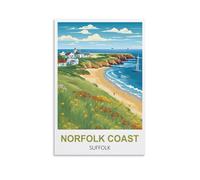MXQOXAP Norfolk Coast Suffolk Vintage Travel Posters 16x24inch(40x60cm) Canvas Wall Art Pictures