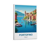 MXQOXAP Portofino Italy Vintage Travel Poster 20x30inch(50x75cm) Canvas Wall Art Pictures