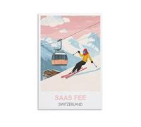 MXQOXAP Saas Fee Switzerland Vintage Travel Posters 08x12inch(20x30cm) Canvas Wall Art Pictures