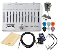 MXR M108S Ten Band EQ Dual Output True Bypass Effects Pedal Equalizer w/Tonebird Power Supply, Cables, Picks, Chromatic Tuner, Cloth Bundle