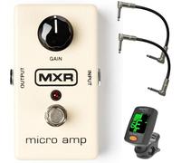 MXR M133 Micro Amp Booster Effects Pedal - Bundle with 2 Patch Cables and Tuner