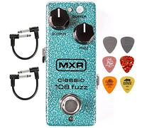 MXR M296 Classic 108 Fuzz Mini Effects Pedal Bundle with 2 Patch Cables and 6 Dunlop Picks