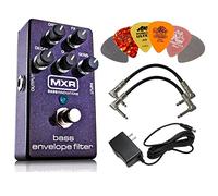 MXR M82 Bass Envelope Filter Effects Pedal BUNDLE with AC/DC Adapter Power Supply for 9 Volt DC 1000mA, 2 Metal-Ended Guitar Patch Cables AND 6 Dunlop Guitar Picks
