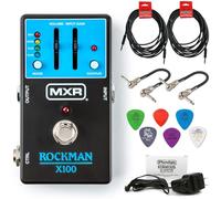 MXR Rockman MX100 Analog Tone Processor - Bundle with 2 Instrument Cables, 2 MXR Patch Cables and 6 Dunlop Picks