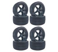 MXRGUMVI 4 Pcs Rubber Tyre for Henglong 94107/94166/94106 Car 1/10 Scale Monster Truck Black