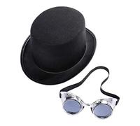 MXRGUMVI Goth Steampunk Top Hat with Goggles Cosplay Costume Hat Silver