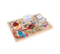 MXRGUMVI Kids Wood Busy Board Lock and Keys Life Basic Skills Airplane Activity Toy, Type 3