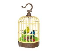 MXRGUMVI Singing Chirping Bird in Cage Realistic Sound Activated Chirp Green and Blue