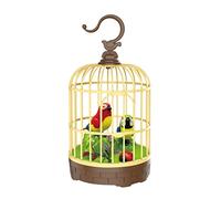 MXRGUMVI Singing Chirping Bird in Cage Realistic Sound Activated Chirp Red and Blue