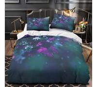 MXRMXR 3D Print 3 Pcs Bedding Set Bedroom Decor Hidden Zipper Ultra Purple Butterflies Comforter Cover Breathable All Season for Girls,Kids,Adults Fantasy Garden Quilt Cover King（220x240cm）