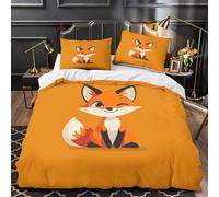 MXRMXR 3D Print 3PCs Bedding Set Home Decor Super Cute Fox Coon Duvet Cover Durable Hotel Quality for Adults,Girls,Teenagers Stylized Animal Comforter Cover King（220x240cm）