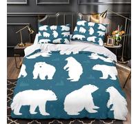 MXRMXR 3D Printed 3 Pcs Bedding Set Bed Decor Design Ultra Polar Bears Quilt Cover Durable Machine Washable for Youth,Adults,Teens Winter Animal Duvet Cover Single（140x200cm）
