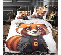 MXRMXR 3D Printed 3-Piece Bedding Set Bed Decor Zipper Closure Extra Soft Red Panda Cute Comforter Cover Breathable Anti-allergic for Kids,Teens,Youth Coon Animal Quilt Cover King（220x240cm）
