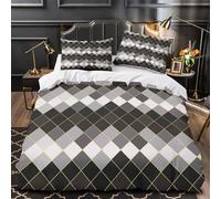 MXRMXR 3D Printed 3PCs Bedding Set Bed Decor Zipper Closure Super Soft Classic Diamond Quilt Cover Hypoallergenic All Season for Adults,Boys,Children Modern Geometric Duvet Cover Single（135x200cm）