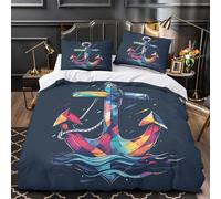 MXRMXR 3D Printed 3PCs Bedding Set Bedroom Decor Hidden Zipper Super Nautical Anchor Duvet Cover Breathable Machine Washable for Girls,Boys,Youth colorful Geometric Comforter Cover Single（135x200cm）