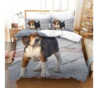MXRMXR Beagle Puppy-Cute Pet Style 3 Piece 3D Printed Duvet Cover Set, Soft Microfibre Bedding, Comforter Cover & Quilt Cover with Pillowcases & Zipper Double（200x200cm）