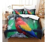 MXRMXR ColorfulParrot-WildBirdStyle 3D Print Duvet Cover Set, 3 Piece Bedding, Comforter Cover & Quilt Cover, Soft Microfibre Bedspread Cover King（220x240cm）