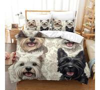 MXRMXR Cute Dog Portraits-Artistic Pet Illustration Style 3D Printed Bedding Set, 2 Piece Soft Breathable Duvet Cover, Comforter Cover & Quilt Cover for Children And Adults Single（135x200cm）