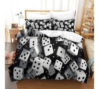 MXRMXR Dice Game Fun-Modern Gaming Design 3D Print Duvet Cover Set, Microfibre Bedding, Quilt Cover & Comforter Cover with Zipper for Men Women Kids, 2 Pcs Single（135x200cm）