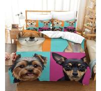 MXRMXR Dog Portraits-Cartoon Style Art 3D Quilt Cover Bedding Set, Duvet Cover Set with Pillowcases, Comforter Cover, Soft Microfibre for Adults Teens Kids Double（200x200cm）