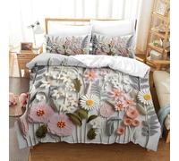 MXRMXR Floral Wall Decor-Modern Botanical Art Style Quilt Cover Set, 3D Printed Bedding, Duvet Cover Set with Zipper Closure for Kids Boys Teens, Soft Microfibre 2 Pcs Single（135x200cm）