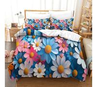 MXRMXR FloralPattern-ColorfulDaisyStyle 3D Digital Print Duvet Cover, Bedding Quilt Cover & Comforter Cover, Matching Pillowcase with Zipper, Soft Microfibre Single（135x200cm）