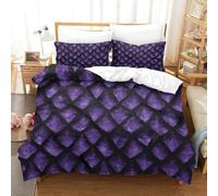 MXRMXR Purple Diamond Pattern-Abstract Geometric Design Housse De Couette 3 Pièces Parure De Lit 3D Microfibre Linge De Lit Avec Fermeture Éclair Et Taies Super King（260x220cm）