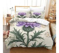 MXRMXR Purple Thistle Flower-Botanical Illustration Style Ensemble De Literie 3D Parure De Lit Microfibre Housse De Couette Douce Et Confortable Linge De Lit King（220x240cm）