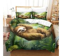 MXRMXR Sloth Sleeping-Jungle Animal Art Style Housse De Couette Parure De Lit Adulte Avec Fermeture Éclair Microfibre Et Taie D'oreiller Literie Super King（260x220cm）