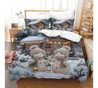 MXRMXR Snowman Figures-Winter Holiday Decor Housse De Couette 3D Parure De Lit Microfibre Avec Taies D'oreiller Et Fermeture Éclair 3 Pièces King（220x240cm）