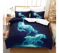 MXRMXR Unicorn Fantasy-Magical Glowing Art 3D Printed Duvet Cover Set, Soft Microfibre Quilt Cover & Comforter Cover with Pillowcases for Kids Adults Teens Single（140x200cm）
