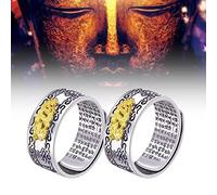 MXRS Feng Shui Pixiu Mantra Ring, 2PCS Adjustable Silver Ring - For Wealth & Protection, Good Luck