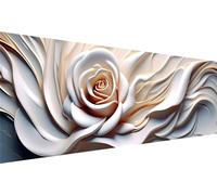 MXRUOO Rose Diamond Painting Kits, White Large DIY 5D Diamond Art for Adults, Full Drill Crystal Art Embroidery Kit, Gem Art Painting Set, 36x12in, Modern Floral Theme, Non-Foldable