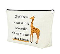 Mxrymvu Giraffe Makeup Bag Funny Giraffes Gift Animal Lover Gift for Women Giraffes Cosmetic Bag, She knew when to rise above the Chaos & stroll like a giraffe