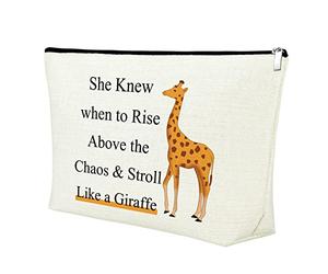 Mxrymvu Giraffe Makeup Bag Funny Giraffes Gift Animal Lover Gift for Women Giraffes Cosmetic Bag, She knew when to rise above the Chaos & stroll like a giraffe