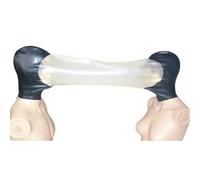 MXRYSQY Latex Hood Masks Two people Full Face Latex Mask Back Zipper Rubber Masks Cosplay Club Party Costumes(Size:L)