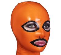 MXRYSQY Latex Hood with Black Trim Latex Head Cover Rubber Head Mask Open Eyes Mouth Halloween Cosplay Club Wear(Size:XL)