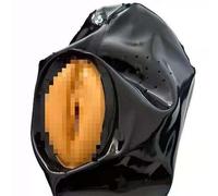 MXRYSQY Unisex Latex Hood Mask Rubber With Back Zipper for Club Wear Costumes Ball Cosplay(Size:L/68CM,Color:black)