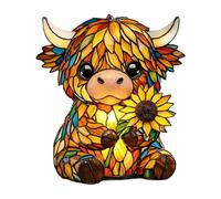 Mxshc 3D Highland Cattle Night Light, 15cm Cute Resin Warm Animal Lamp with USB Ports, Rustic Farmhouse Bull Table Lamp Home Decor for Bedroom, Living Room, Bookshelf