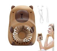 Mxshc Capybara Handheld Fan Cartoon Capybara Pocket Fan With Lanyard, USB Charging 3-Speed Portable Air Cooler For All Ages Kids Girls Women Men Students 8x6x11cm