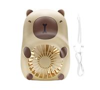 Mxshc Capybara Handheld Fan Cartoon Capybara Pocket Fan With Lanyard, USB Charging 3-Speed Portable Air Cooler For All Ages Kids Girls Women Men Students 8x6x11cm