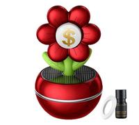 Mxshc Car Solar Air Freshener,Auto Freshener Solar Energy | Flower Design With Wealth Sign, 360 Degree Rotation, Scent Decor Accessories For Vehicles