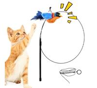 Mxshc Chirping Bird Cat Toy | Teasing Toys Natural Feathers Bird Shape Catnip | Built-in Motion Sensor Cat Toys with Elastic Rope for Pet Shop, Home, Cattery