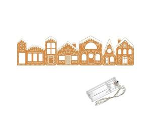 Mxshc Christmas Gingerbread House Buildings With String Lights, 99x25 Cm Paper Christmas Village Scene Lighting Decoration, Table Centerpieces For Home Decor, Holiday, Farmhouse, Kitchen