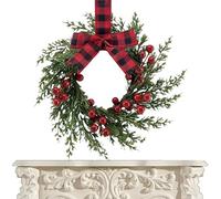 Mxshc Christmas Wreath Front Door,10 Inch Artificial Holiday Decorations,Rustic Wreath Ornament - for Indoor Church Office Apartment Coffee Shop Front Door Winter Festivities Wall Window Mantel