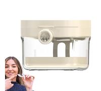 Mxshc Denture Holder Case for Soaking - Denture Bath Container - with Mirror Teeth Protection Cover Cleaning Box Set for Women Men Elderly Child Travel Bathroom Retainer