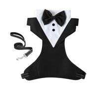 Mxshc Dog Tuxedo for Small Dogs, Dog Formal Tuxedo with Bow Tie and Traction Rope, Dog Outfit Wedding Attire, Dog Formal Tuxedo, Puppy Clothing for Formal Occasions