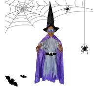 Mxshc Halloween Ornaments for Tree, Halloween Witch Decoration Ornaments, Light Emitting Pendant with Spooky Sounds for Home Indoor Outdoor Porch Wall Door Garden Party