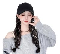 Mxshc Hat With Wig,19.6 Inch Wig for Women - Realistic Hair, Breathable Adjustable Hat for Styling Travel Daily Wear Cosplay Halloween Home Summer Party Dating