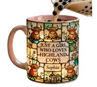 Mxshc Highland Cattle Coffee Mug, 9.5 X 8 Cm Cute Ceramic Coffee Cup with Cow Design, Milk Mug for Coffees, Tea, Hot Chocolate, Juice, Cold Drinks, Colleagues